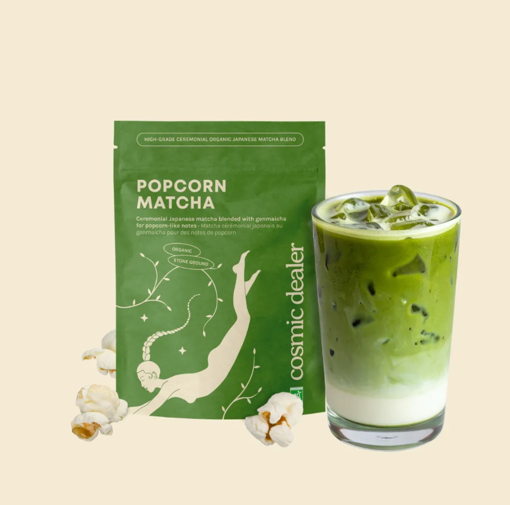 Ekologiška ceremoninė matcha su skrudintais ryžiais | Cosmic Dealer PopCorn Matcha